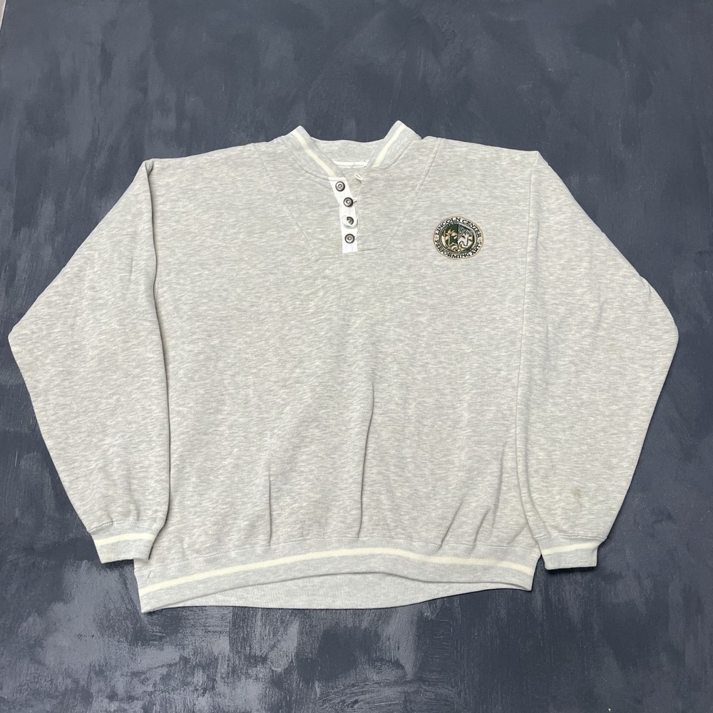 Vintage Lincoln Center Performance arts henley sweatshirt mens XL Grey 1990s